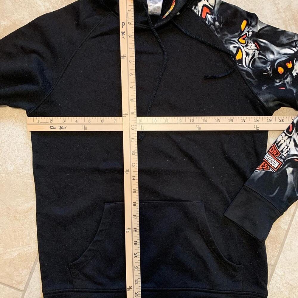 Y2K Vintage Harley Davidson Skull Flames Sleeve Hoodie - Picture 6 of 6